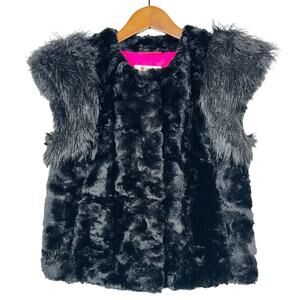 Skaist Taylor x Target Neiman MArcus Faux Fur Vest Black Pink - S